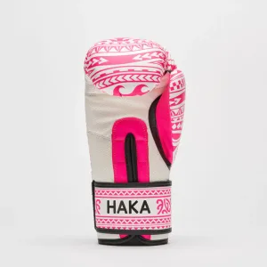 Боксёрские перчатки Leone GN329 HAKA White/Pink 10 унций