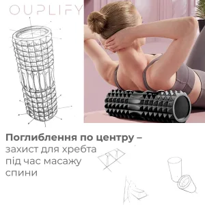 Масажний ролик (роллер) PowerPlay 4405 EVA Massage Roller чорний 33x12 см