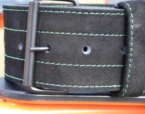 Пояс для важкої атлетики MadMax MFB-301 Suede Single Prong шкіряний Black/Green L
