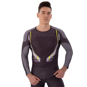 Костюм компрессионный мужской рашгард лонгслив и штаны Domino чёрный-белый TC210-KC210-17 - XL