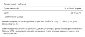 Zinc 25 мг - 100 таблеток