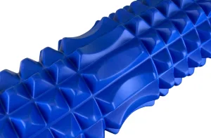 Масажний ролик EasyFit Grid Roller 33 см v.1,2 із заглушками з обох сторін синій