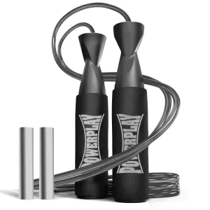 Скакалка швидкісна PowerPlay 4211 X ROPE з обтяжувачами - 120 г*2 Чорна 3 м.