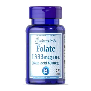 Folate 1333 мкг DFE Folic Acid 800 мкг - 250 таблеток