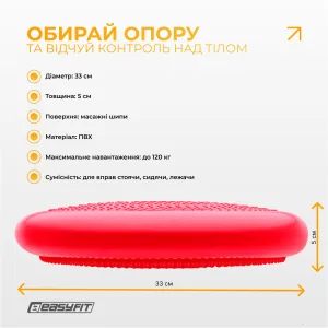 Балансувальна масажна подушка EasyFit червоний