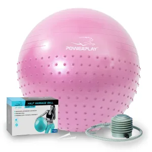М'яч для фітнесу фітбол напівмасажний PowerPlay 4003 Ø65 cm Gymball Ліловий + помпа