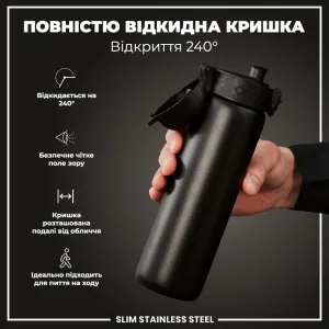 Пляшка для води металева ION8 600 мл. Stainless Steel , Black