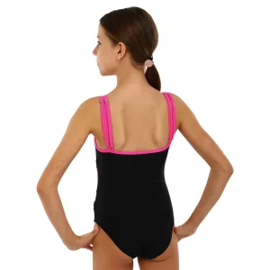 One-piece children's swimming suit 8-12 years black-pink-yellow 8