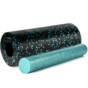 Масажний ролик роллер гладкий PowerPlay PP-4348 2 in 1-EPP Foam Roller Чорно/Блакитний 33x14 см.