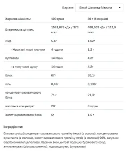 Whey Delicious - 700 г білий шоколад з малиновим