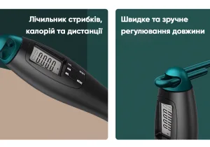 Швидкісна скакалка з лічильником EasyFit чорний-зелений