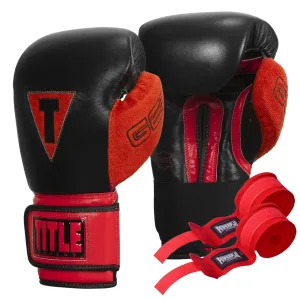 Рукавички Боксерські рукавиці TITLE Boxing All Heart Bag 2,0 Black/Red 12 унцій (бинти 4м. в комплекті)