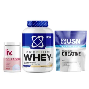 Whey+ Premium Protein (2 кг vanilla) + Essentials Micronized Creatine (500 г) + LivSmart Collagen - 330 г без смаку