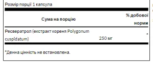 Resveratrol 250 мг 30 капсул (до 02,27)