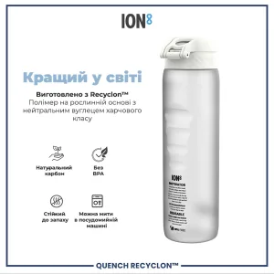 Пляшка для води ION8 1000 мл. (ЕКО пляшка) BPA Free, Times To Drink, BPA Free, Ice