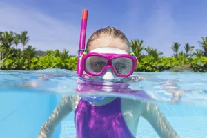 Набір маска + трубка для плавання BESTWAY 7+ 24035 зелено-синій