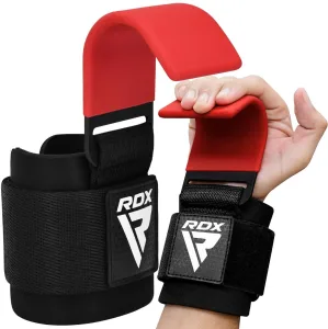 Крюки для тяги на запястье RDX W5 Gym Hook Strap Red Plus