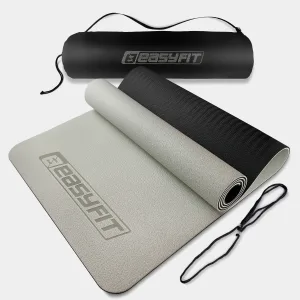 Килимок для йоги та фітнеса EasyFit TPE+TC 6мм двошаровий + Чохол сірий з чорним
