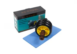 Ролик для пресу EasyFit з килимком жовтий (3 колеса)