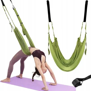 Гамак для йоги із кріпленням на двері Air Yoga rope Зелений