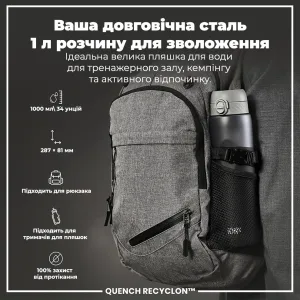 Пляшка для води ION8 1000 мл. (ЕКО пляшка) BPA Free, Grey