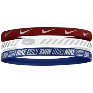 Пов'язки на голову Nike, набір пов'язок різної ширини 3 шт METALLIC UNIVERSITY — білий, червоний, синій — унісекс, універсальний розмір N.100.4527.662.OS (Оригінал)
