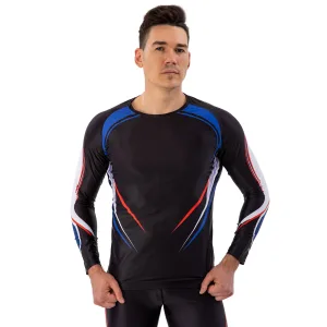 Компрессионный костюм мужской рашгард лонгслив и штаны Domino чёрный-белый-красный-синий TC210-KC210-6 - XXL