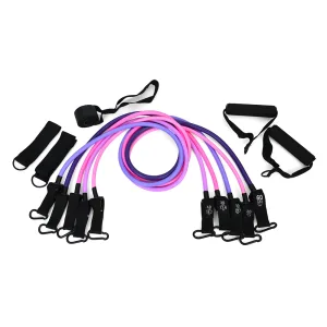 Эспандер трубчатый набор 5 жгутов нагрузка 9-27 кг Power Band фиолетовый