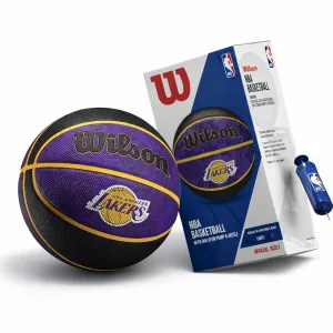 М'яч баскетбольний у подарунковій коробці + насос Wilson NBA TEAM TIEDYE BSKT LA LAKERS size 7 WZ4007803 XP Оригінал