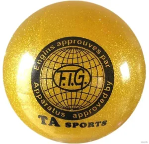 М'яч для художньої гімнастики FIG 15 см жовтий з блискітками