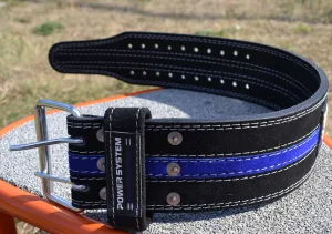 Пояс для пауерліфтингу Power System PS-3800 PowerLifting шкіряний Black/Blue Line - XXL