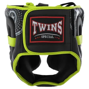 Шолом боксерський з повним захистом PVC TWN чорно-лимонний L
