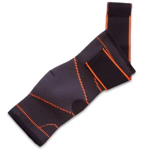 Бандаж на гомілковостоп еластичний з фіксуючим ременем (фіксатор кісточки) EXTREME чорний-помаранчевий - L