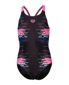 Arena RHYTHM SWIMSUIT V BACK L one-piece swimsuit girls black pink 116 cm