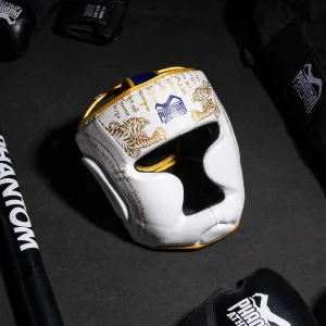 Боксерський шолом Phantom Muay Thai Full Face White Gold (капа в комплекті) універсальний