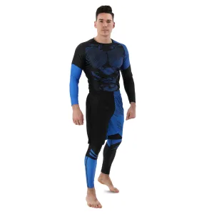 Костюм компресійний чоловічий рашгард лонгслів штани та шорти Domino чорний-синій TC210-KC210-3-CK210-4 - XL