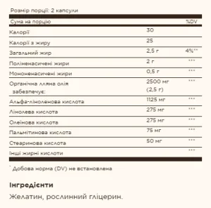Flaxseed Oil 1250 мг - 100 софтгель