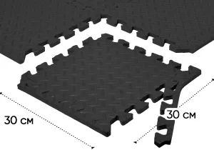Татамі мат EasyFit 8 шт (30х30х1 см) хвіст ластівки чорний