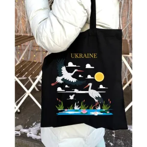 Екошопер BookOpt ВК4065 Ukraine «журавлі» символ щастя чорний
