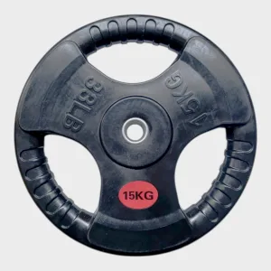 Обгумовані диски (блини) з трьома хватами і металевою втулкою - 15 кг