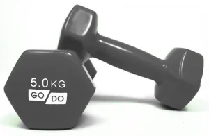 Гантелі для фітнесу з вініловим покриттям 2 шт по 5 кг GoDo GD-5.0GREY