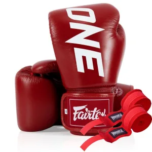 Боксерські рукавиці Fairtex BGV1-ONE (натуральна шкіра) Red 12 унцій (бинти в комплекті)