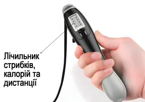 Швидкісна скакалка з лічильником EasyFit чорний-сірий
