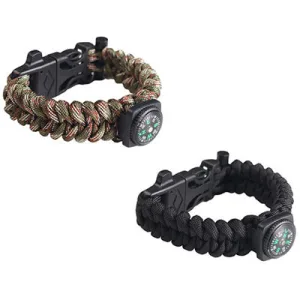Браслет виживання з компасом, кресало, ніж, свисток 280x2.2 см Зелений