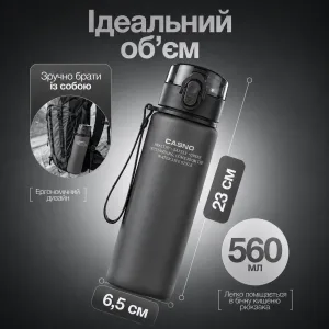Пляшка для води CASNO 560 мл з матовим покриттям сіра
