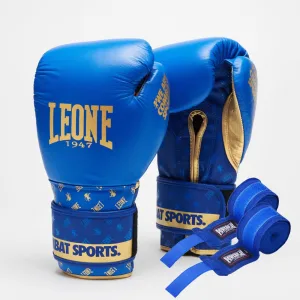 Боксерські рукавиці Leone GN220 DNA Blue 10 унцій (бинти 4 м. в комплекті)
