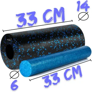 Масажний ролик (роллер) гладкий PowerPlay PP-4348 2 in 1 EPP Foam Roller чорно/синій 33x14 см