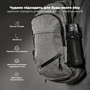 Пляшка для води металева вакуумна ION8 500 мл. Vacuum Insulated, Grey