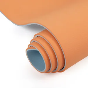 Килимок для фітнесу та йоги Sport TPE+TC 6 мм - блакитний - помаранчевий