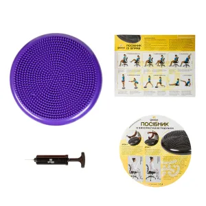 Балансировочная массажная подушка с насосом и коробками Pro фиолетовый